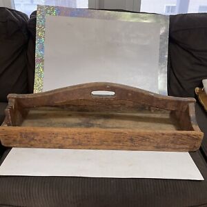Large Antique Primitive Wooden Tool Box Carrier Tote Tray Vintage 31 Long