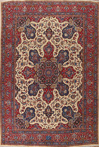 Vintage Floral Kashmar Ivory Wool Hand Knotted Dining Room Area Rug 10x12 Carpet