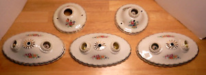 Vintage Floral Ceramic Porcelain Light Fixtures Set Of Five