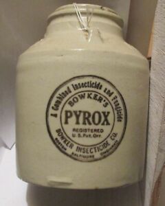 Vintage Qt Salt Glaze Crock Poison Pyrox Bowker S Boston Baltimore