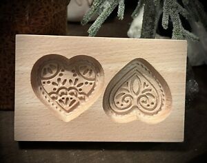 Springerle Cookie Mold Carved Wood Double Love Victorian Heart Valentine S Day