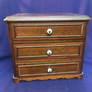 Antique Miniature Walnut Chest Of 3 Drawers Square Nail Construction