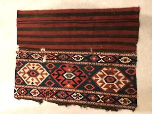 Antique Caucasian Kilim Hand Made Wool Rug Mat Saddle Blanket E