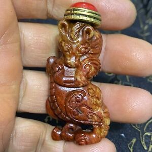 100 Chinese Natural Hetian Jade Hand Carved Exquisite Pendants Snuff Bottle