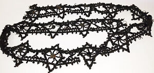 1800s Victorian Mourning Beaded Trim On Cording Applique 2 X 28 Repair