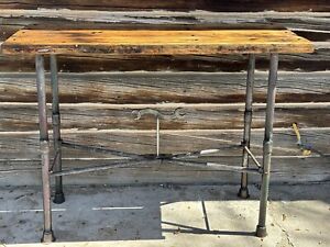 Custom Antique Primitive Maple Workbench Side Table Steampunk Industrial Mancave