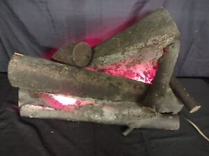 Antique Vintage Real Log Electric Fireplace Log Insert Set Made With Real Logs