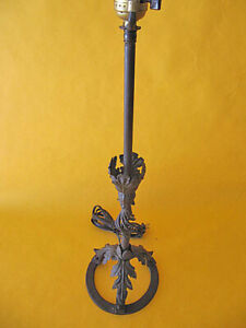 Vintage 1930 S Spanish Revival Iron Table Lamp Wired Unsigned Oscar Bach