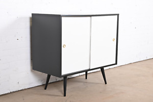 Paul Mccobb Planner Group Black And White Lacquered Compact Credenza Refinished