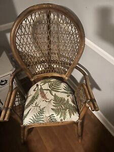 Rare Antique Pristine Vintage Coastal Rattan Fanback Armchair Eeuc Beach Chair