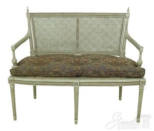 56692ec French Louis Xvi Gray Painted Cane Settee