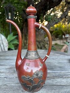 Gorham Aesthetic Mixed Metal Sterling Copper Turkish Coffee Pot 1880 S