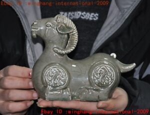 6 8 Ancient China Old Kiln Porcelain Hand Carved Lucky Animal Sheep Goat Statue