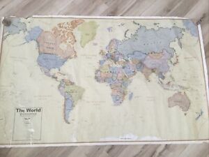 Large Wall World Map Hemispheres Van Der Grinten 1 Projection Boardroom Series