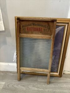 Vintage National Washboard Co No 512 And Victory Glass Amazing Condition 
