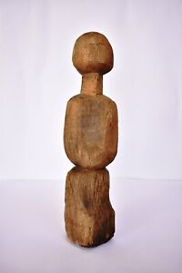 Antique Wooden Primitive Doll Putali Hand Crafted Folk Art Statue Figurine 78