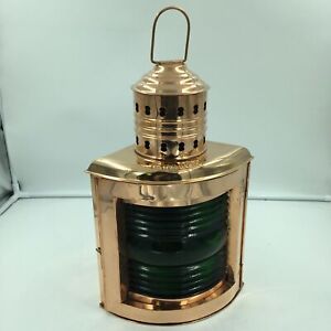 Nautical Copper Ship Oil Lantern 12 Starboard Green Glass Pirates And Sailors