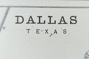 Vintage 1893 Dallas Texas Map 11 X14 Old Antique Original Deep Ellum