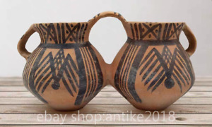 9 6 Ancient Neolithic Majiayao Culture Pottery Stripe Pattern 2 Pot Jar Crock