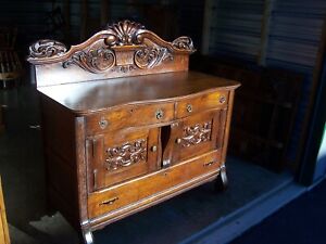 Antique Victorian Ornate Sideboard Buffet
