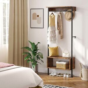 Entryway Hall Tree With Coat Rack Shoes Storage 4 Hook Umbrella Holder And Shelf