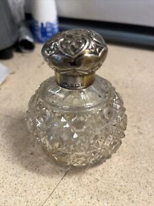 Antique Perfume Scent Bottle Silver Top William Devenport Birmingham 1903