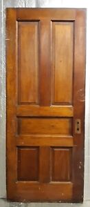 29 5x78 Antique Vintage Old Victorian Interior Solid Wood Wooden Door 5 Panels