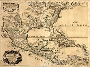 1700s New World Spanish Colonies Old Map 20x28