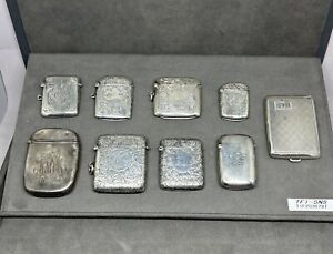 Lot Of 9 Antique Sterling Silver Vesta Case Match Safe European Hallmarks Rare