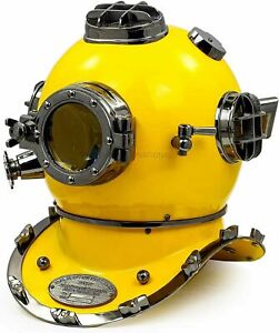Antique Yellow Diving Helmet Us Navy Anchor Engineering Divers Helmet Replica