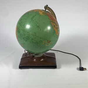 Vintage Replogle 10 Precision Globe Lamp Light Illuminated Antique Metal Base