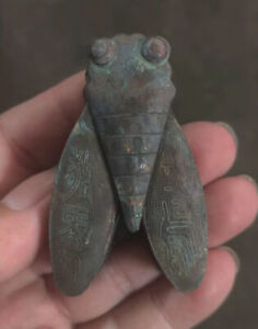 Superb Collectibles Be Autiful Bronze Carving Cicada Poetry Secret Box