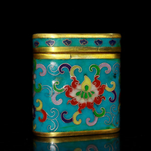 Chinese Brass Cloisonne Cigarette Protect Box Enamel Bronze Tobacco Container