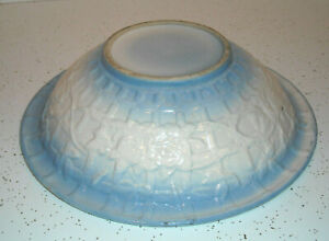 Rare Blue White Stoneware Wash Basin Bowl Rose Trellis Salt Glazed