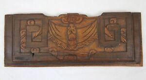 Vintage Chinese Carved Wood Relief 14 Furniture Panel Bat Good Luck Coin