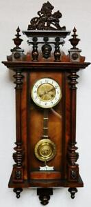 Superb Antique German Hac 8 Day Musical Carved Mahogany Vienna Wall Clock