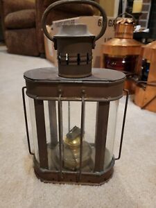 Vintage Brass Wedge Nautical Marine Lantern Lamp