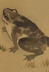 Japanese Painting Hanging Scroll From Japan Frog Antique Toad Art F412