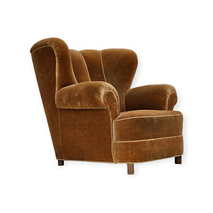 1960s Danish Reclining Chair Velour Original Very Good Condition 