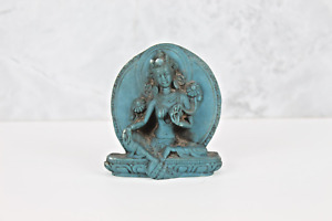 Goddess Tara Statue Tibet Buddhism Blue Resin Handmade Decorative Sculpture