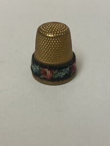 Antique Brass Petit Point Needlepoint Sewing Thimble