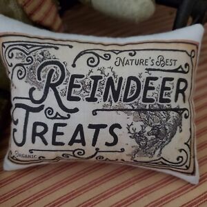 Victorian Primitive Vintage Style Christmas Reindeer Treats Tuck Filler Pillow