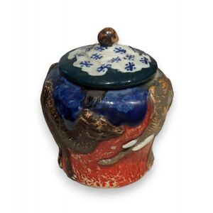 Antique 19th Rare Japanese Inoue Ryosai Sumida Gawa Covered Porcelain Pot