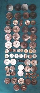 72 Antique Vintage Buttons Mother Of Pearl Abalone Shell Smoky Gray Mop