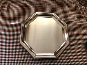 Jeane Couzon France Silverplate 13 In Octagon Shape Bar Tray