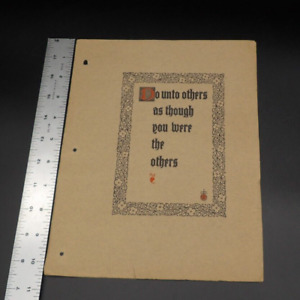 Quote Page Antique Elbert Hubbard Notebook By Roycrofters 1927 Do Unto Other