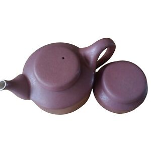 Purple Clay Teapot And Sugar Bowl Unmarked 