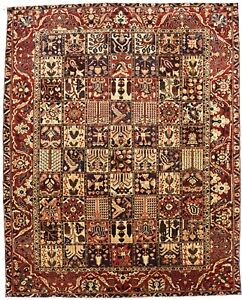 Hand Knotted Vintage Pictorial Floral 10x12 5 Garden Design Oriental Rug Carpet