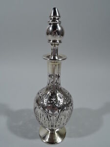 Black Starr Frost Decanter 87 Antique American Glass Silver Overlay
