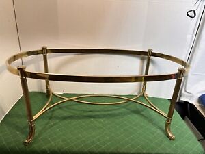 Vintage Hollywood Regency Brass Hoof Footed Cocktail Coffee Table Frame Only